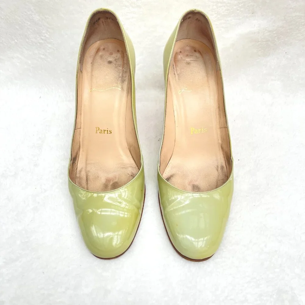 Christian Louboutin Devdas Pale Green Patent Leather Heels